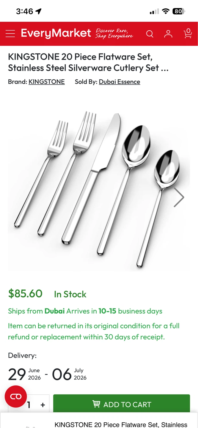 KINGSTONE 20 Piece Stainless Steel Flatware Set