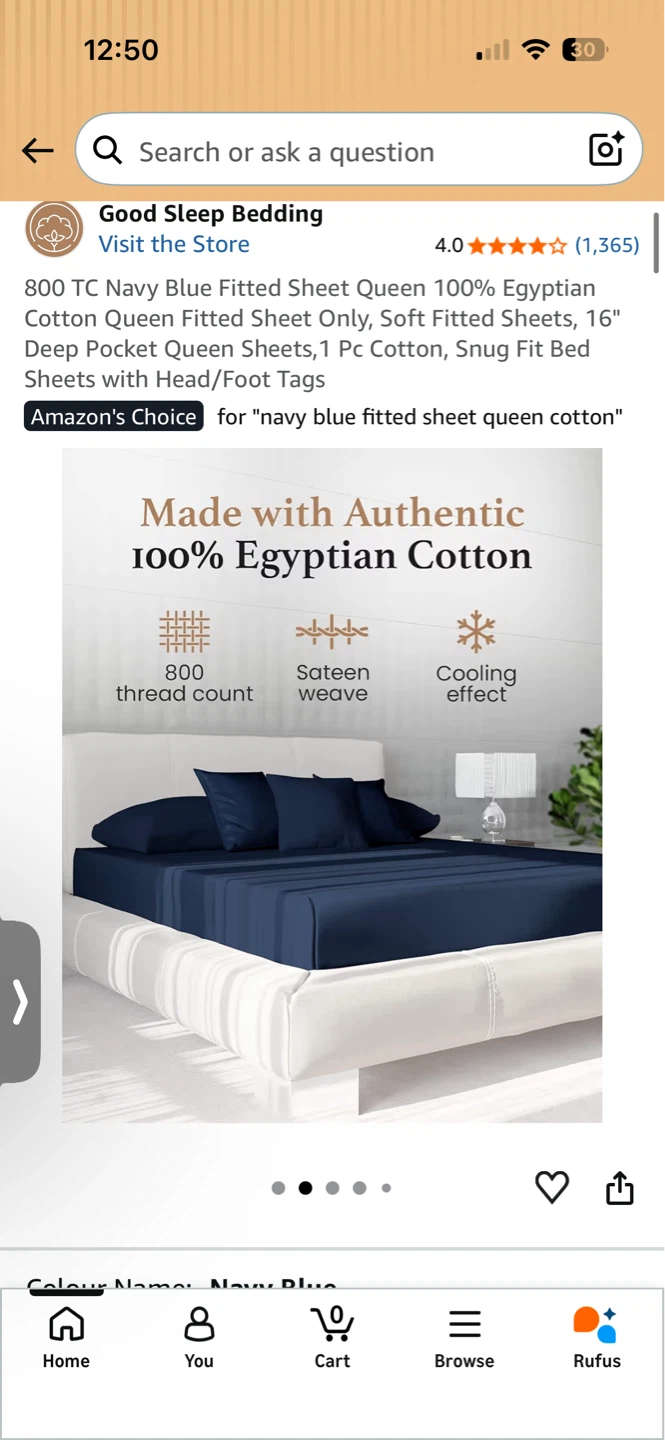 Navy Blue Queen Fitted Sheet + bonus free pillow cases