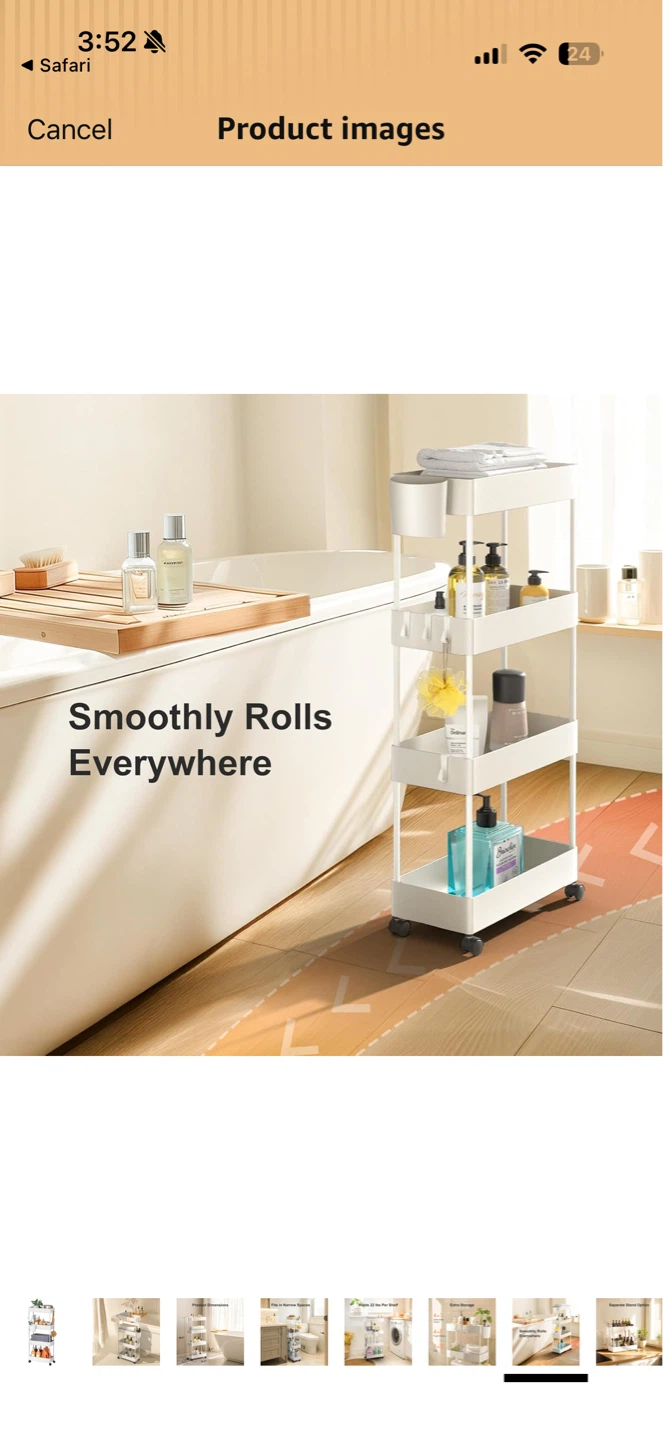 Slim Rolling Storage Cart 4 Tier White - photo 5