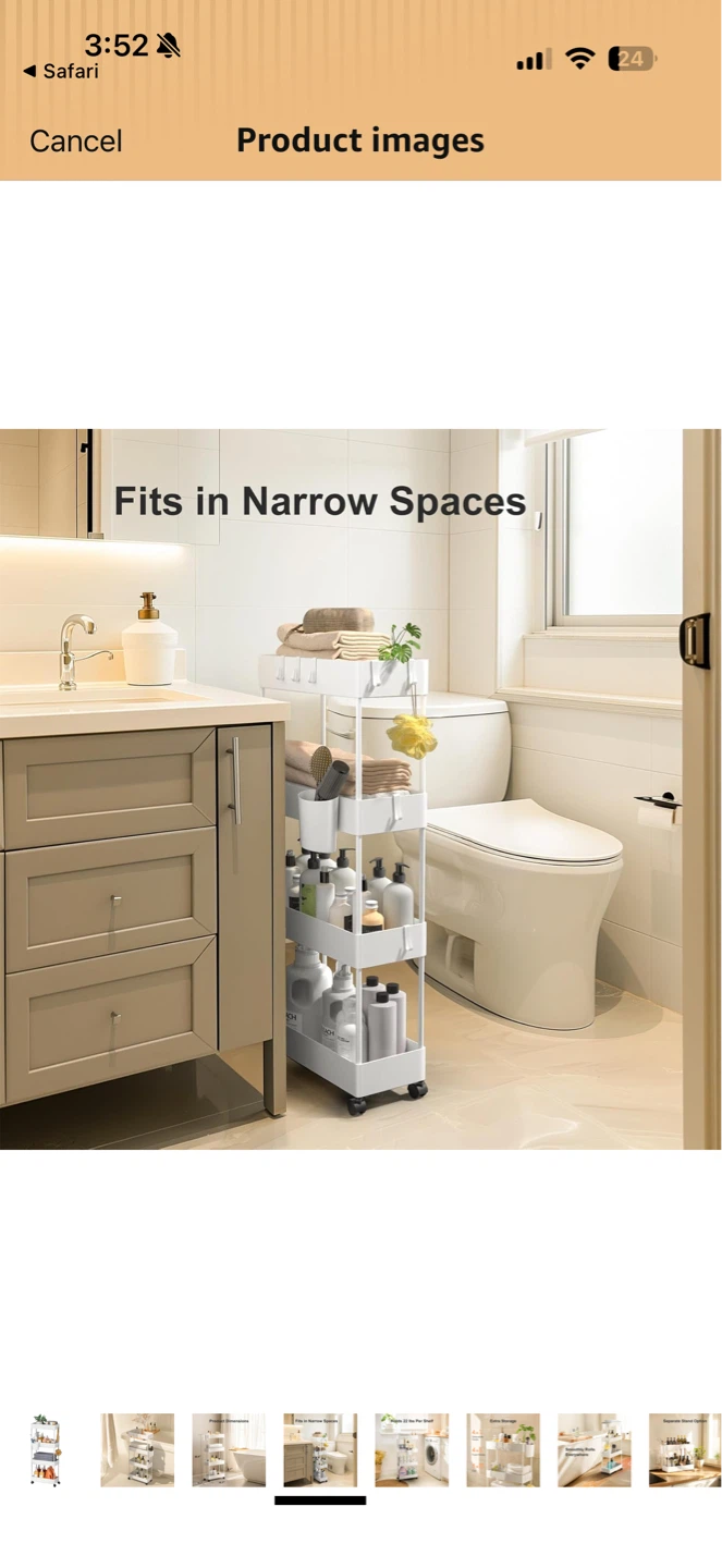 Slim Rolling Storage Cart 4 Tier White - photo 4