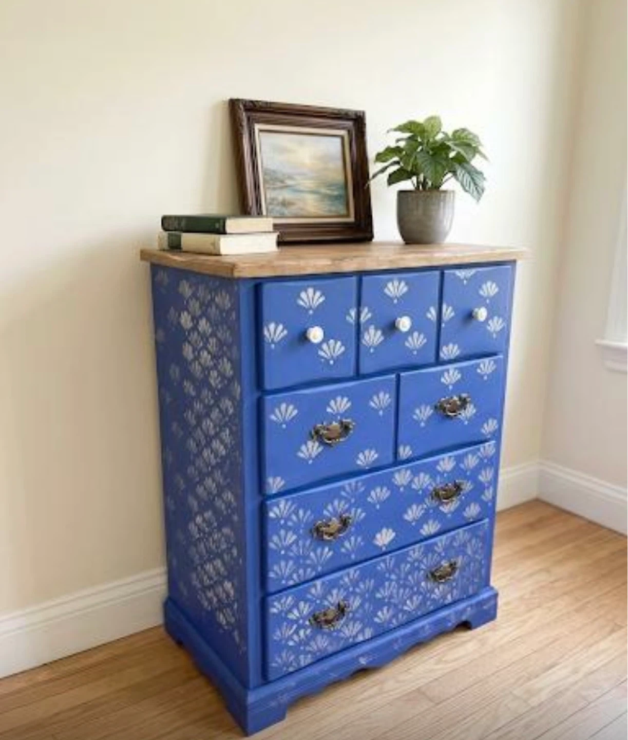 Blue Stenciled Dresser - photo 2