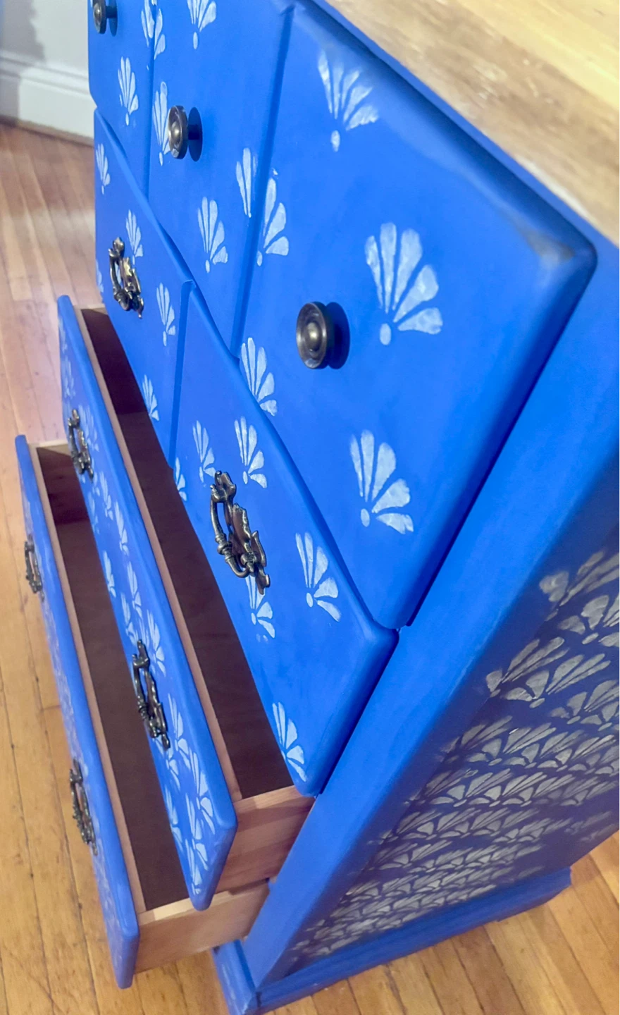 Blue Stenciled Dresser - photo 3