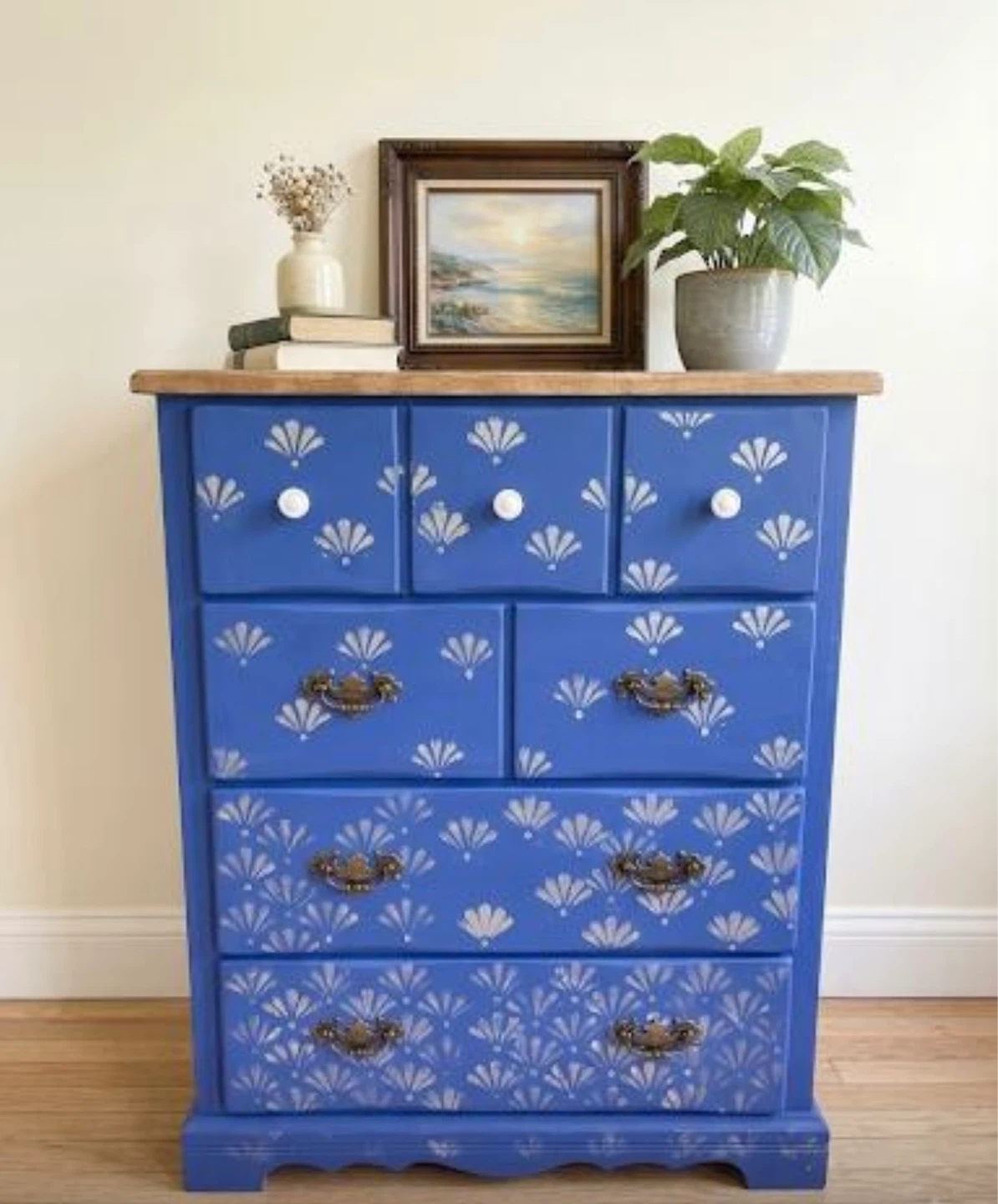 Blue Stenciled Dresser