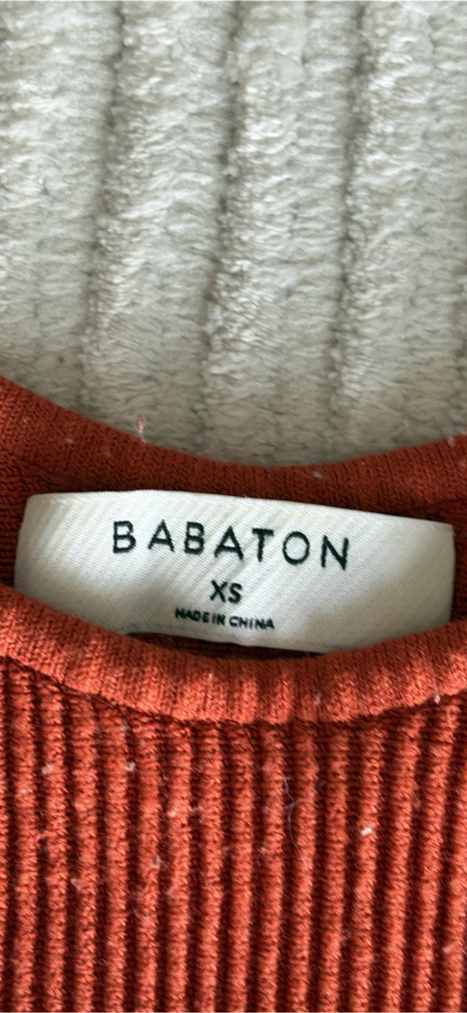 Babaton Orange Ribbed Tank Top XS