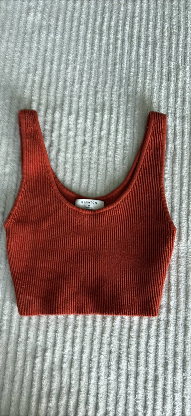 Babaton Orange Ribbed Tank Top XS - photo 3