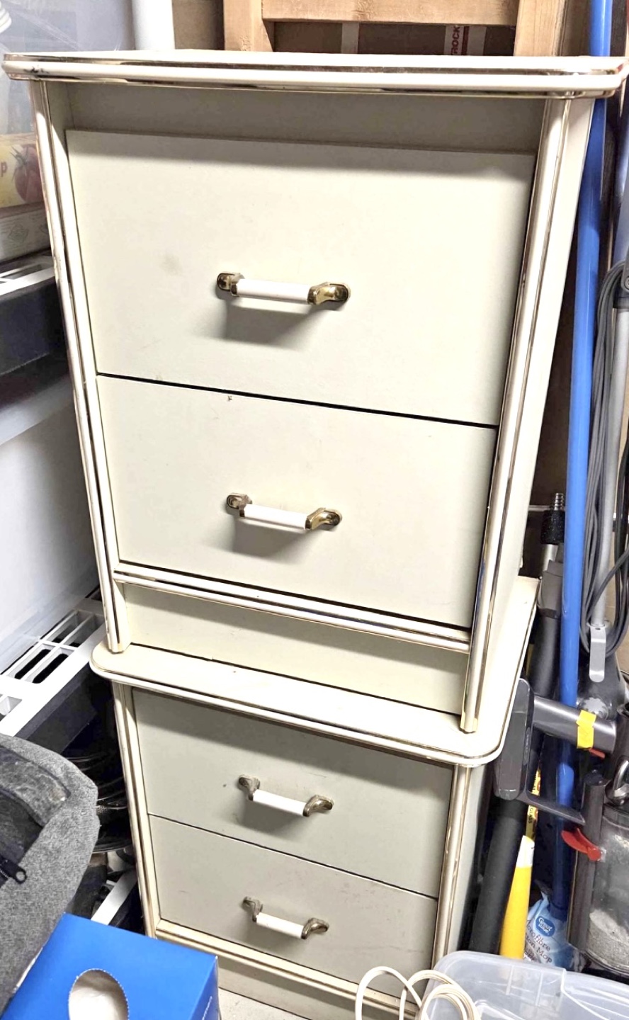 Cream and Gold Accent Bedside tables set of 2
