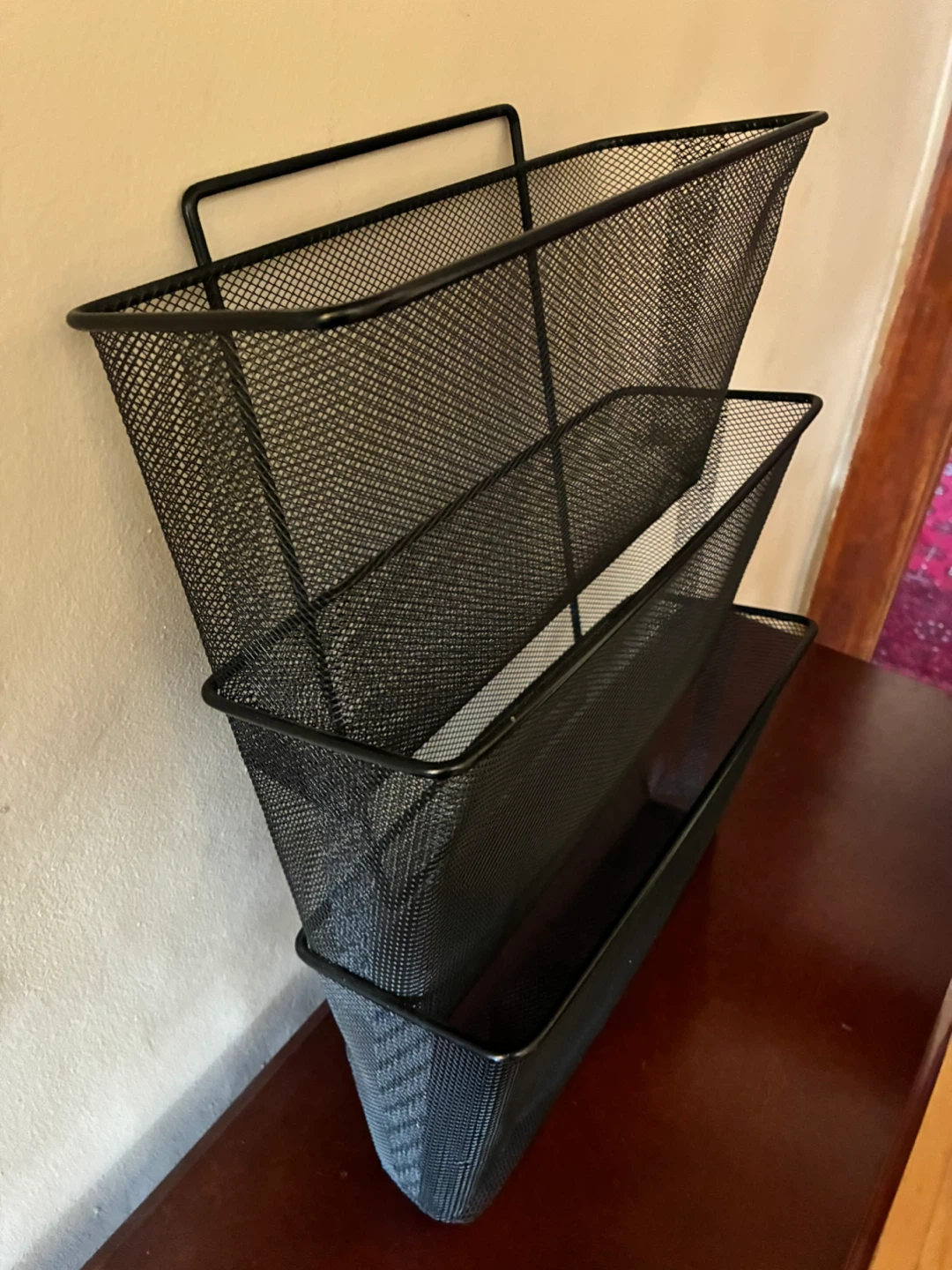 Wire Mesh Paper Letter Tray Wall Organizer Black 3 Tier - photo 3
