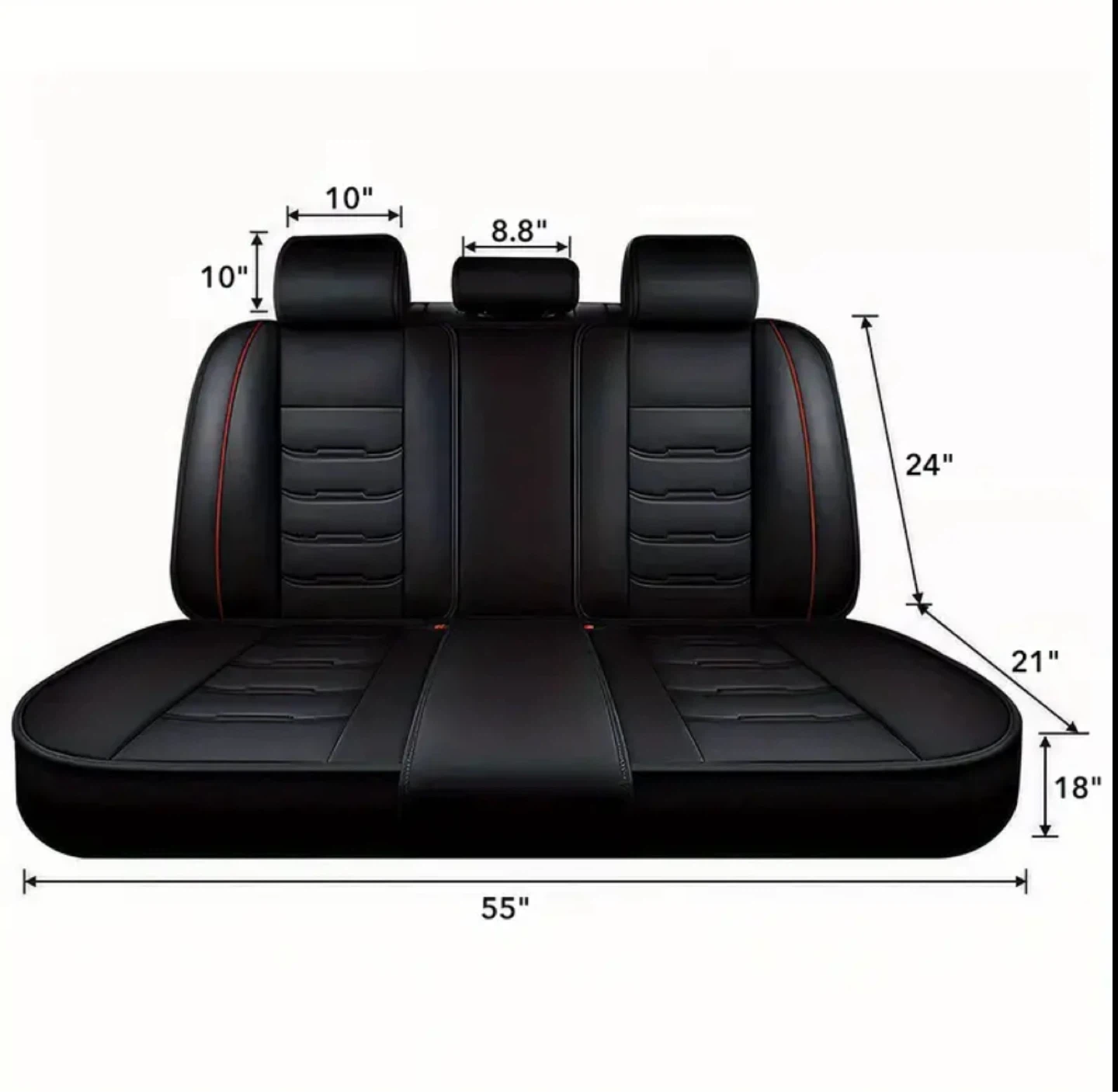 New Full Set Car Seat Covers Black with Red Trim - photo 3