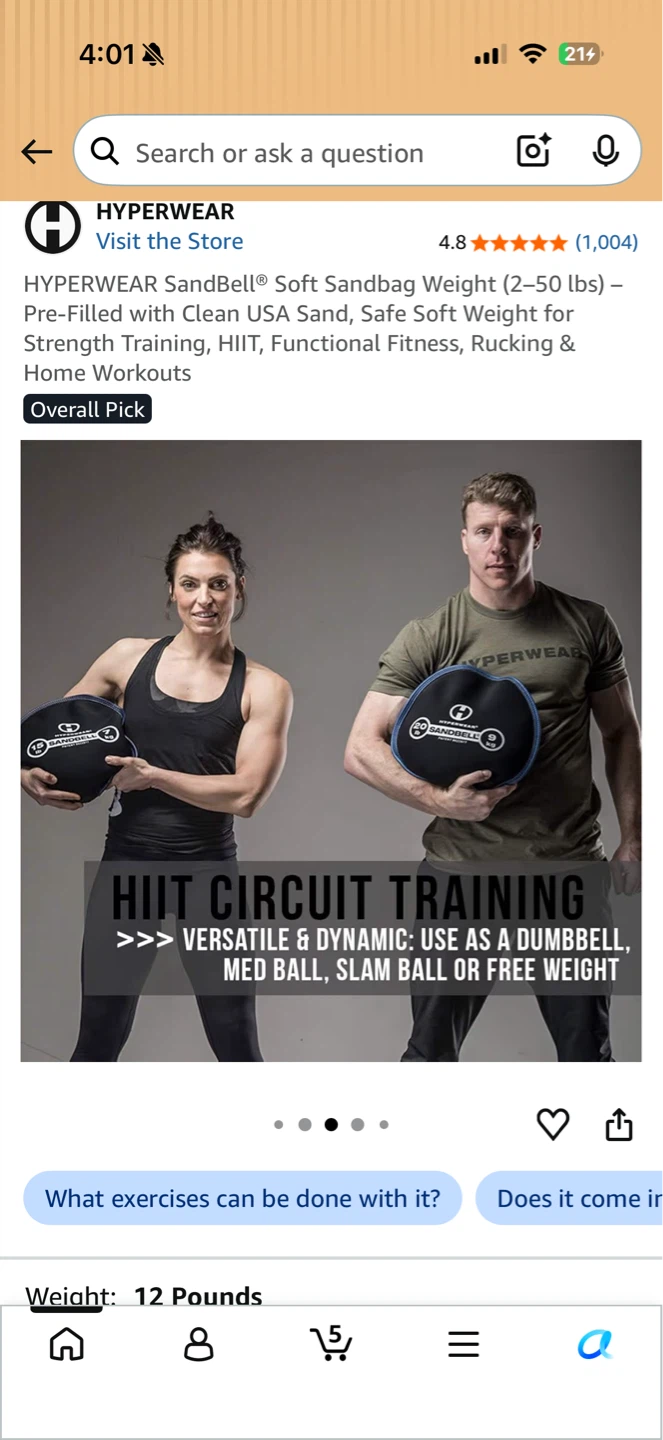 HYPERWEAR SandBell Soft Sandbag Weight - 12 Pounds - photo 4