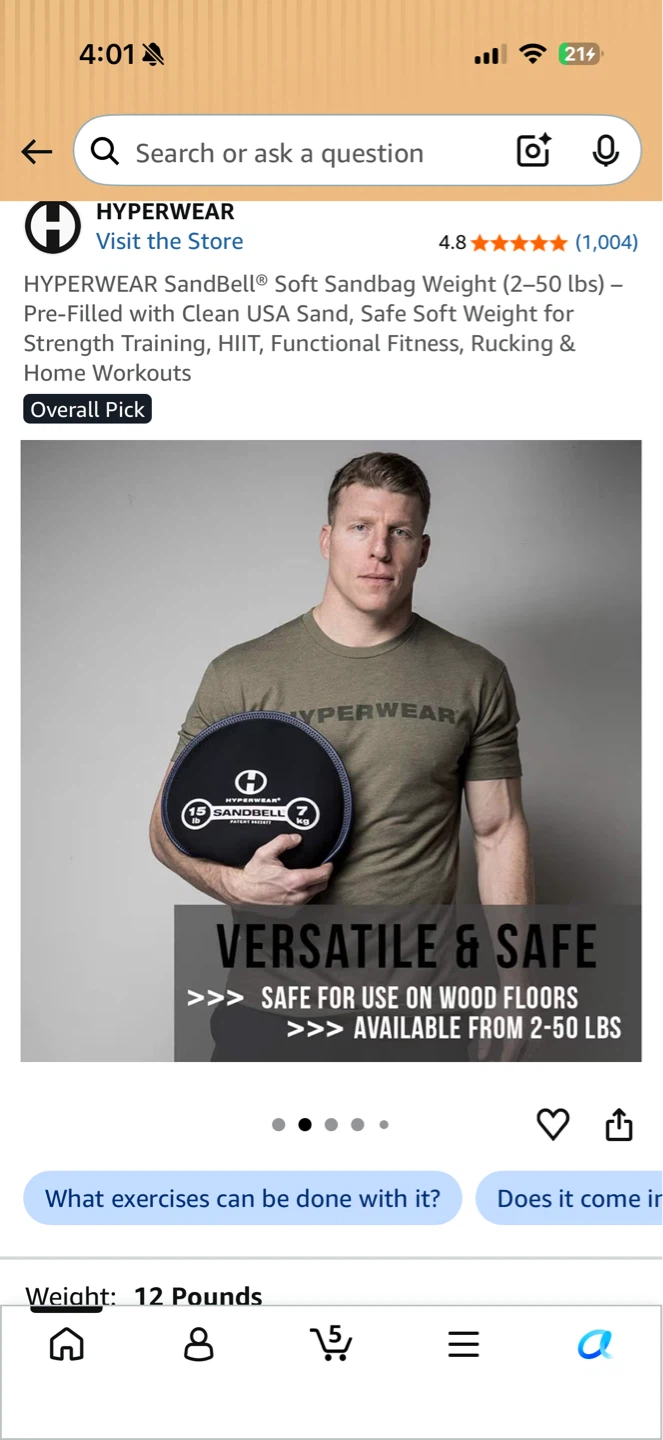 HYPERWEAR SandBell Soft Sandbag Weight - 12 Pounds - photo 2