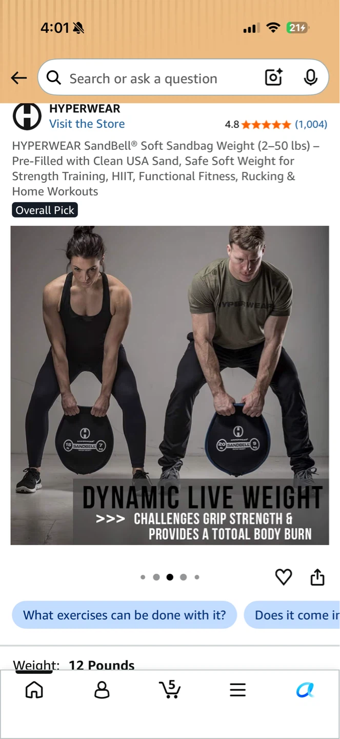 HYPERWEAR SandBell Soft Sandbag Weight - 12 Pounds - photo 3