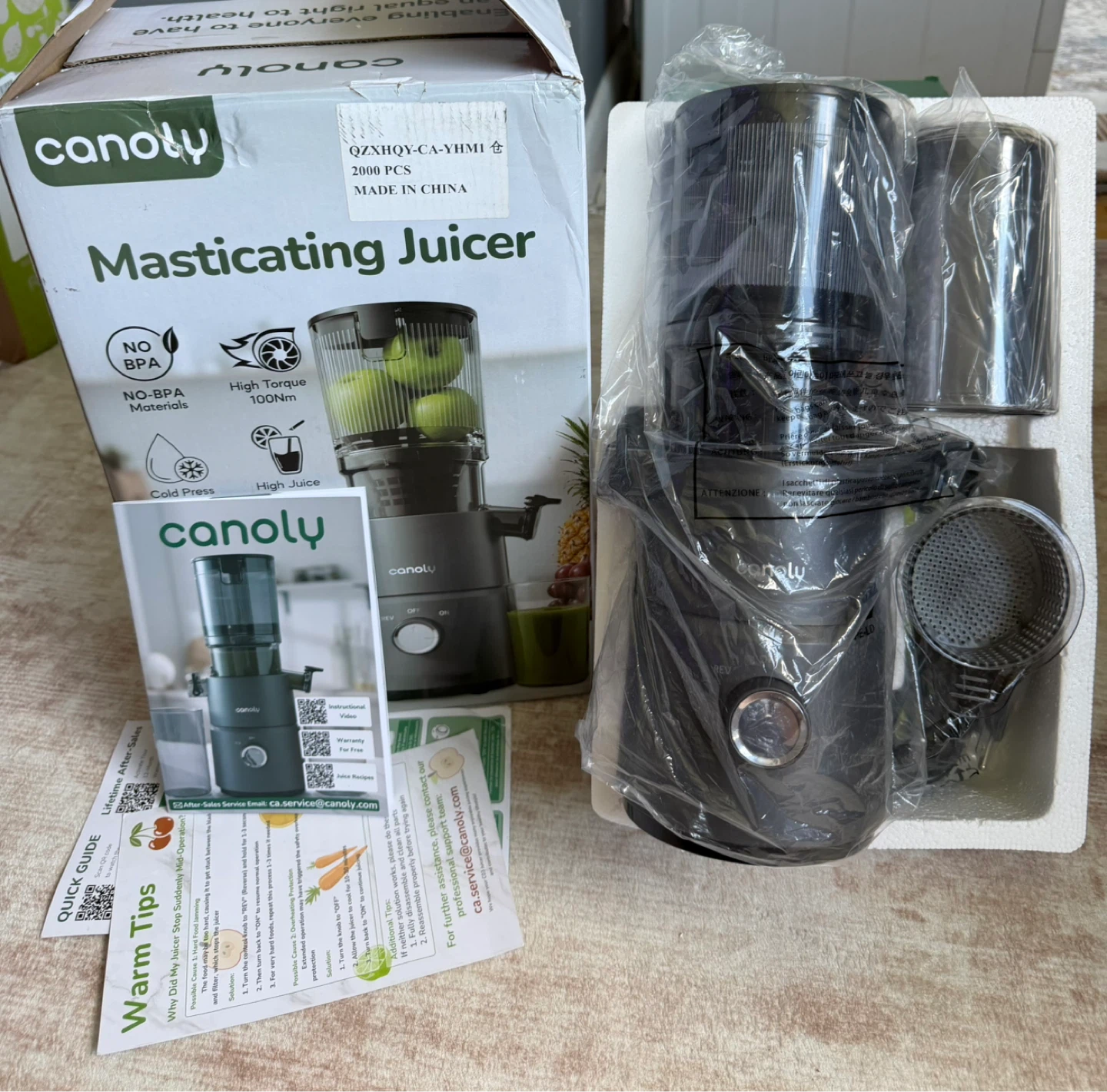 Canoly C03 Cold Press Juicer, 4.5" Wide Feed Chute Juicer