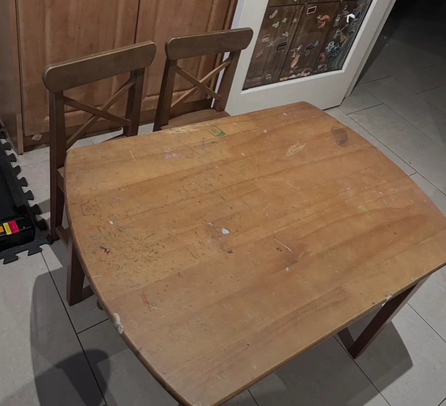 Wooden Kids Table and Two Chairs