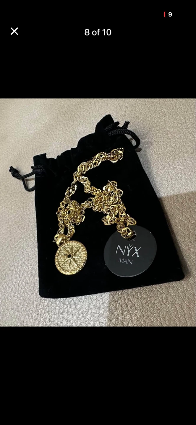 New NYX MAN 14K Gold Plated Compass Pendant Necklace - photo 4