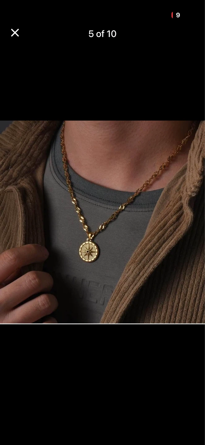 New NYX MAN 14K Gold Plated Compass Pendant Necklace - photo 2