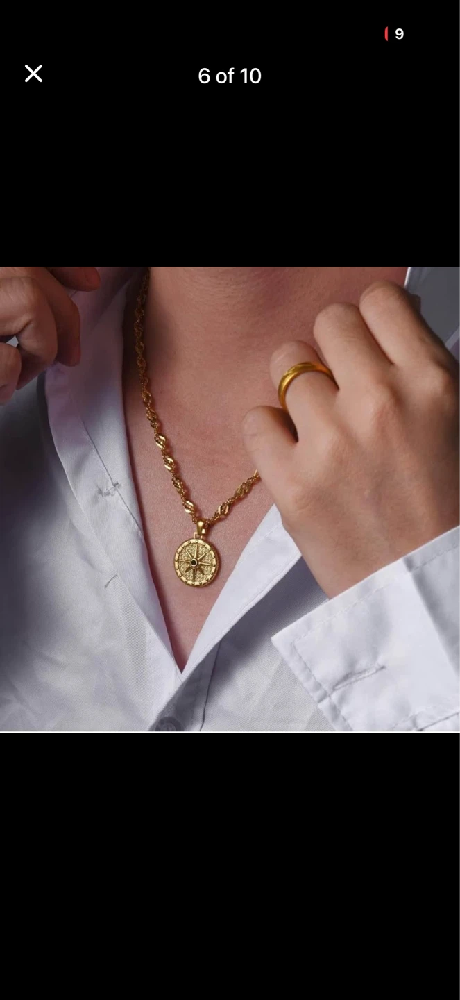 New NYX MAN 14K Gold Plated Compass Pendant Necklace