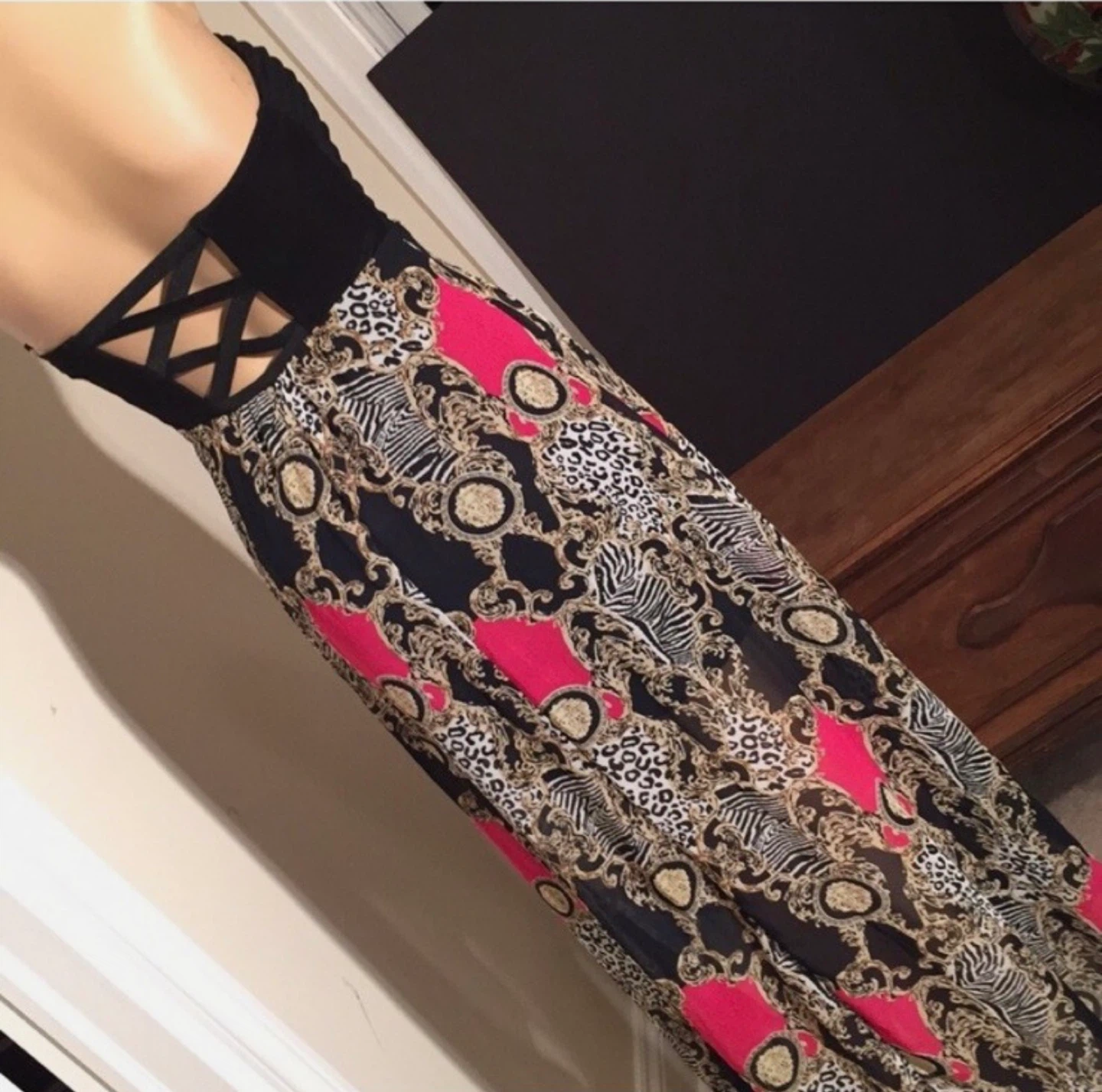 Strapless Hi-Low Patterned Dress - photo 2