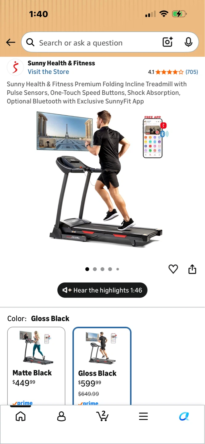 Sunny Health & Fitness Folding Incline Treadmill
