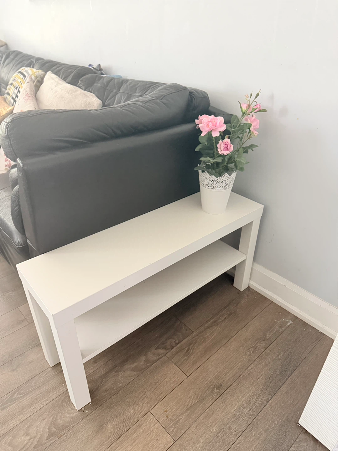 White Two-Tiered Shelf Unit