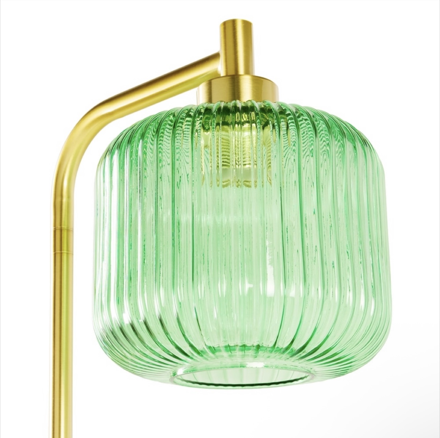 Gold Floor Lamp with Green Glass Shade