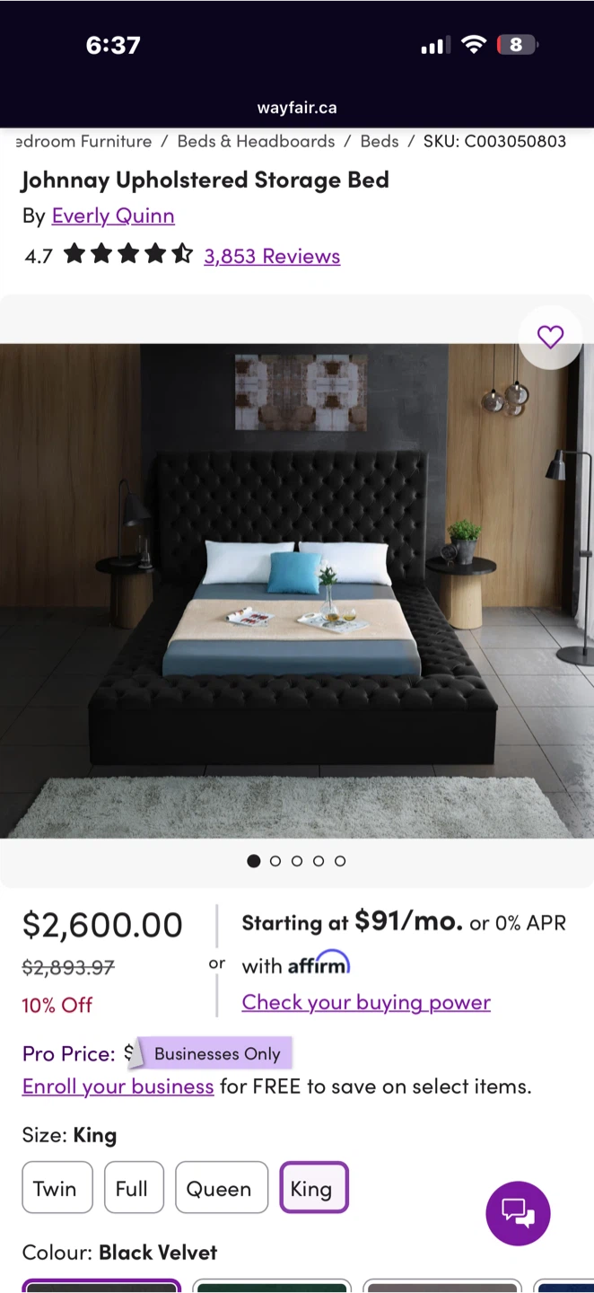 King Upholstered Bed – New in Box - photo 2