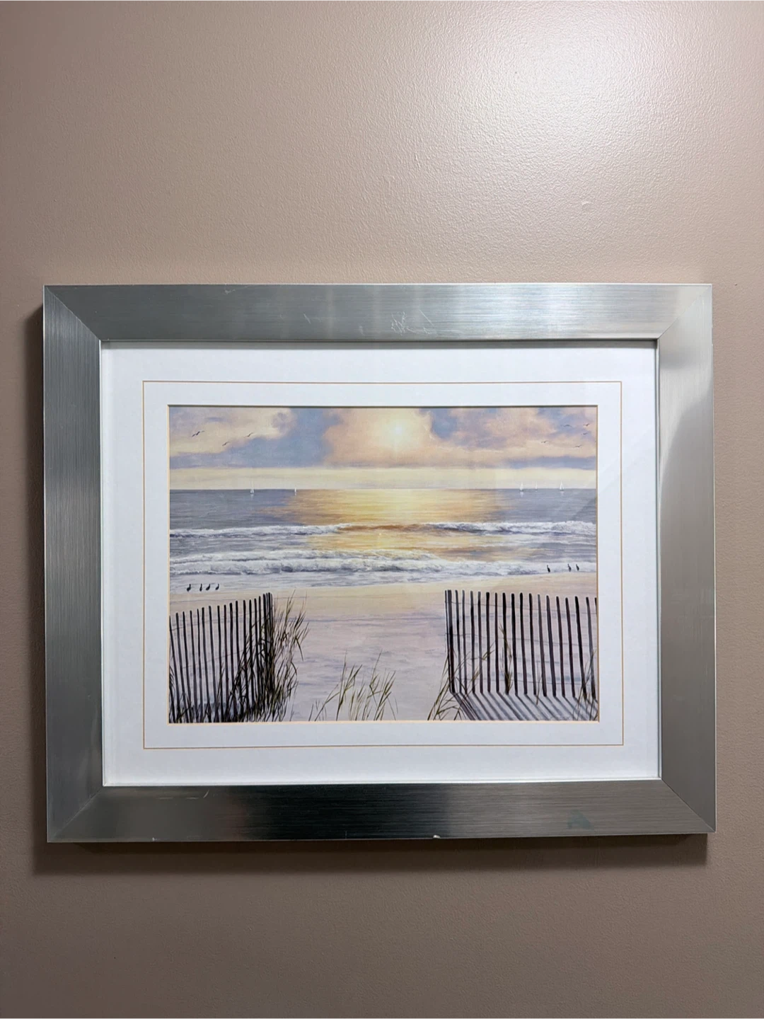Framed Beach Sunset Artwork