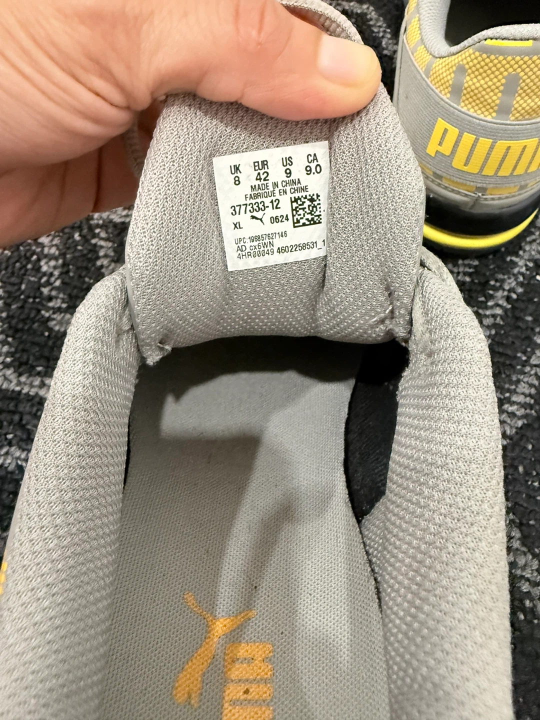 Puma Grey/Yellow Running Shoes Size 9 - photo 5