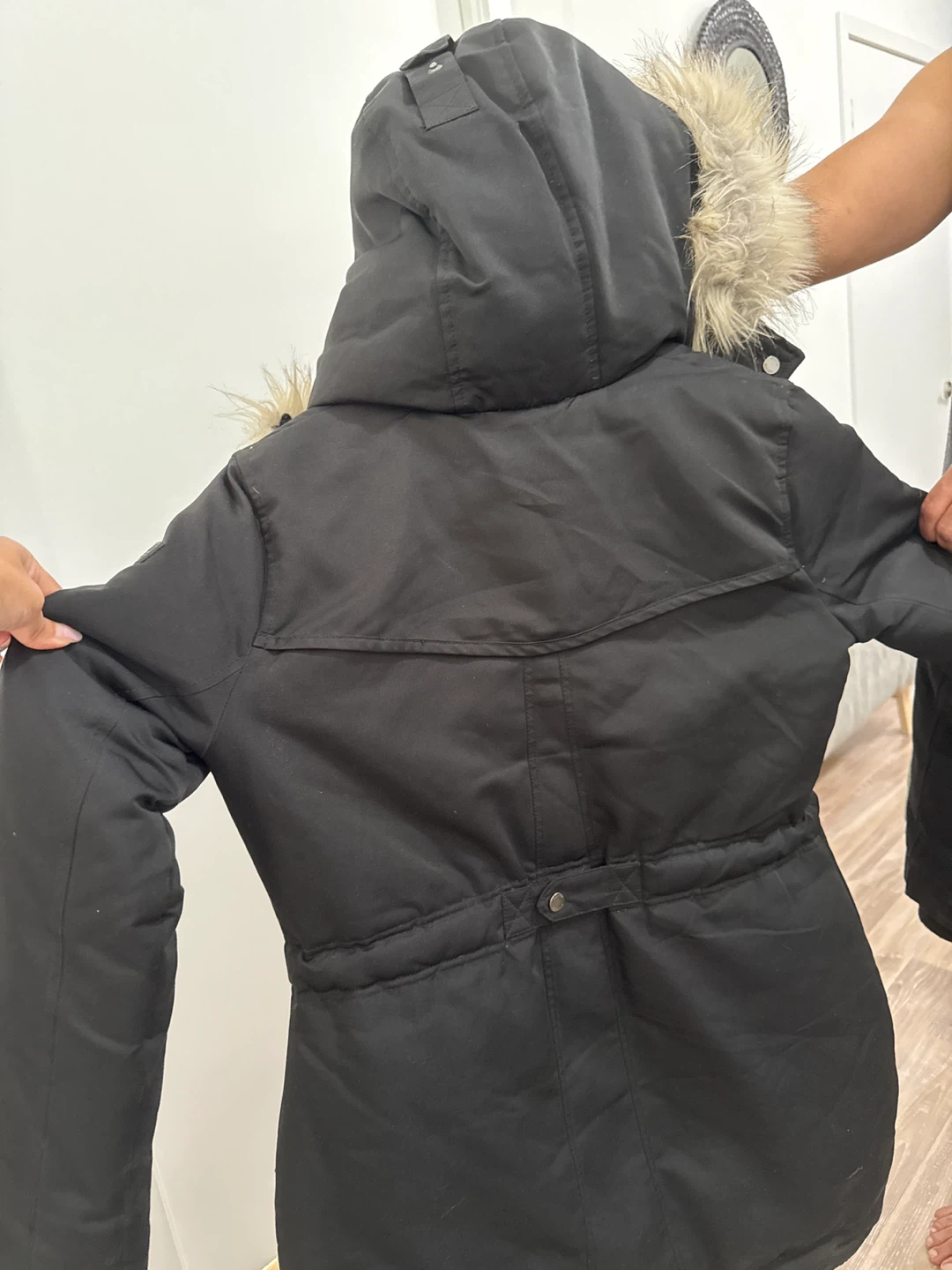 Hollister Black Parka Jacket with Faux Fur Hood - photo 4