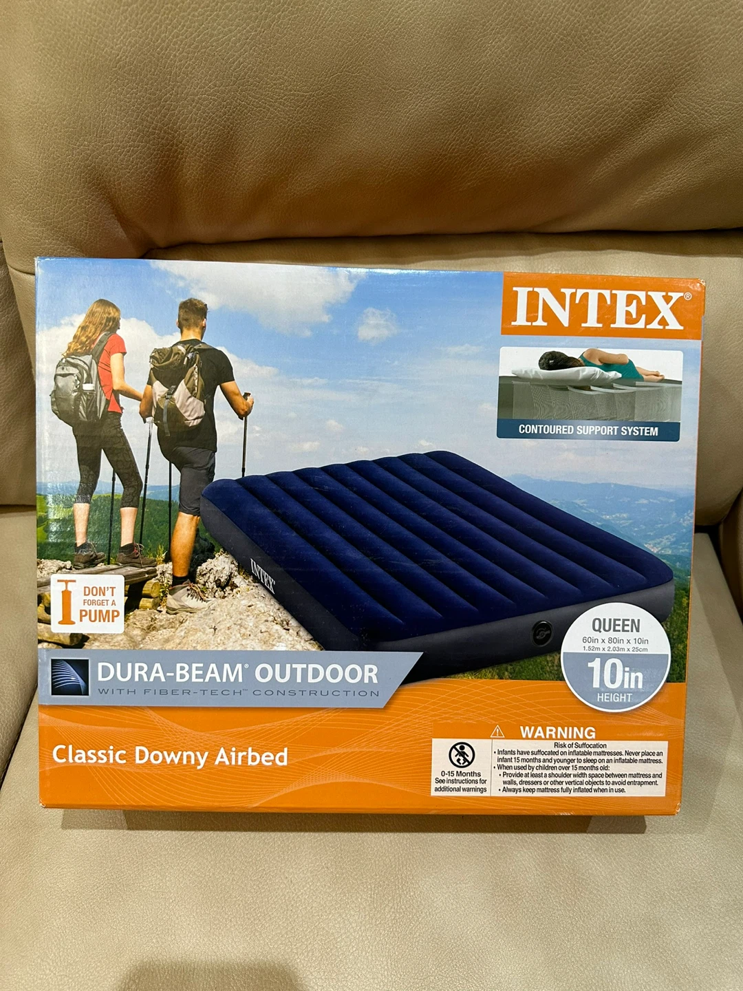 New INTEX Queen Dura-Beam Outdoor Classic Downy Airbed