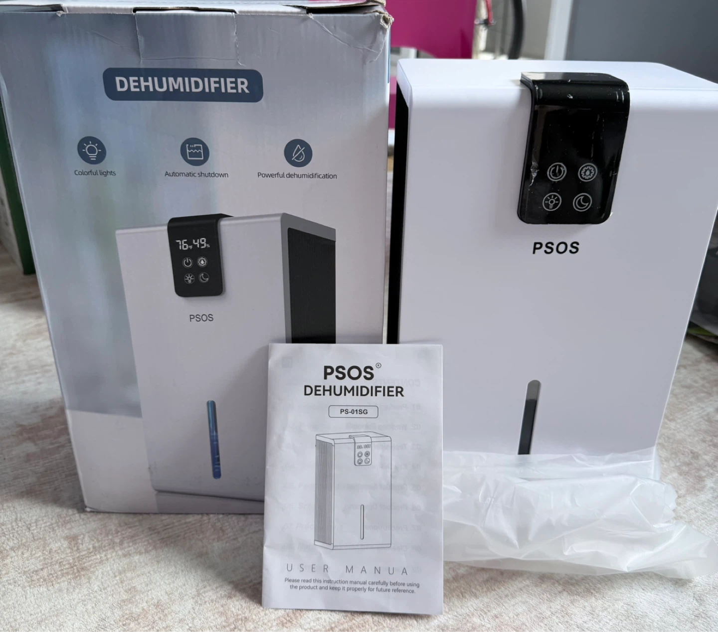 PSOS Dehumidifier, 98 OZ Water Tank, Dehumidifier for Home