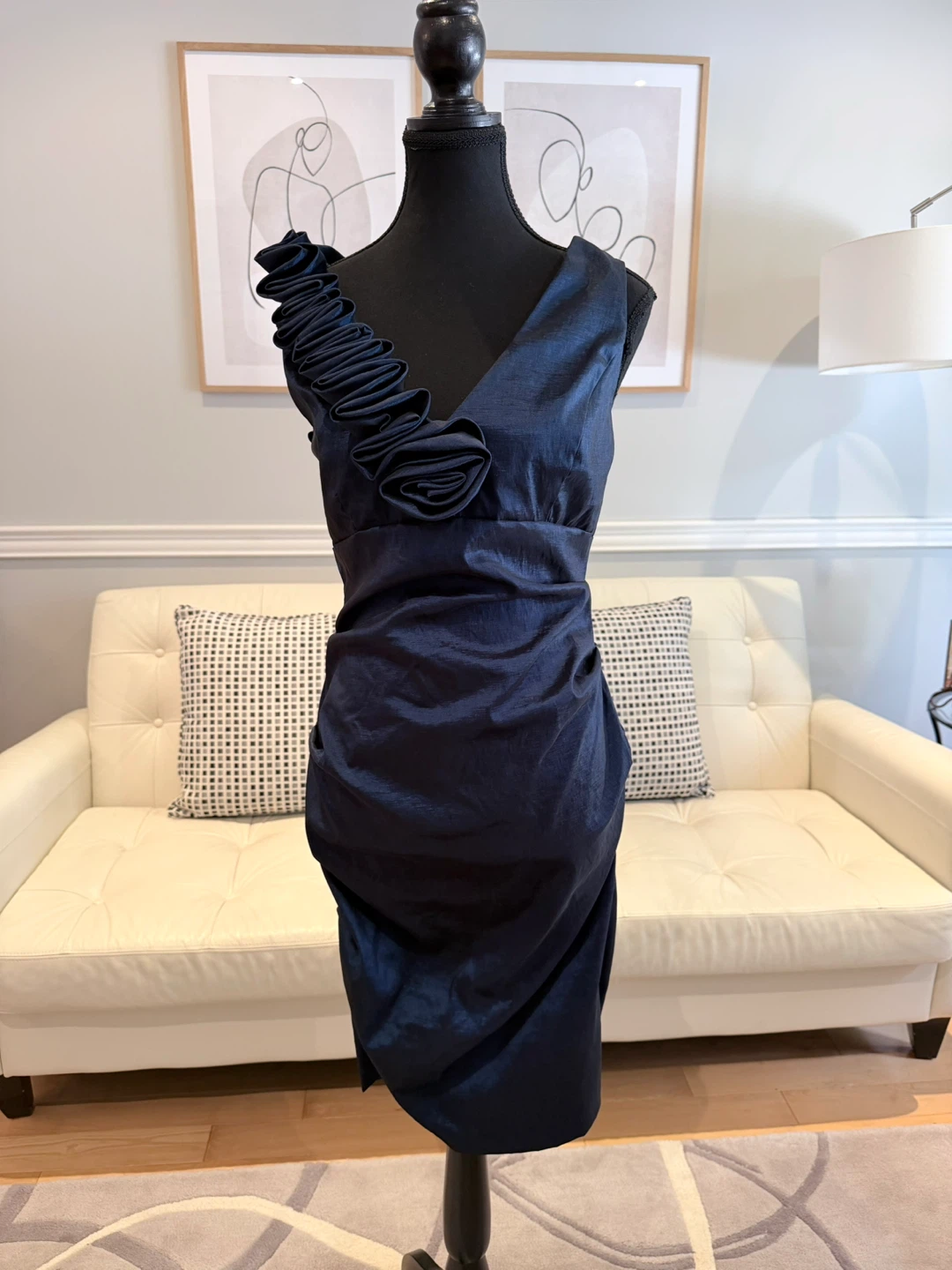 Blue Cocktail Dress with Ruffle Detail