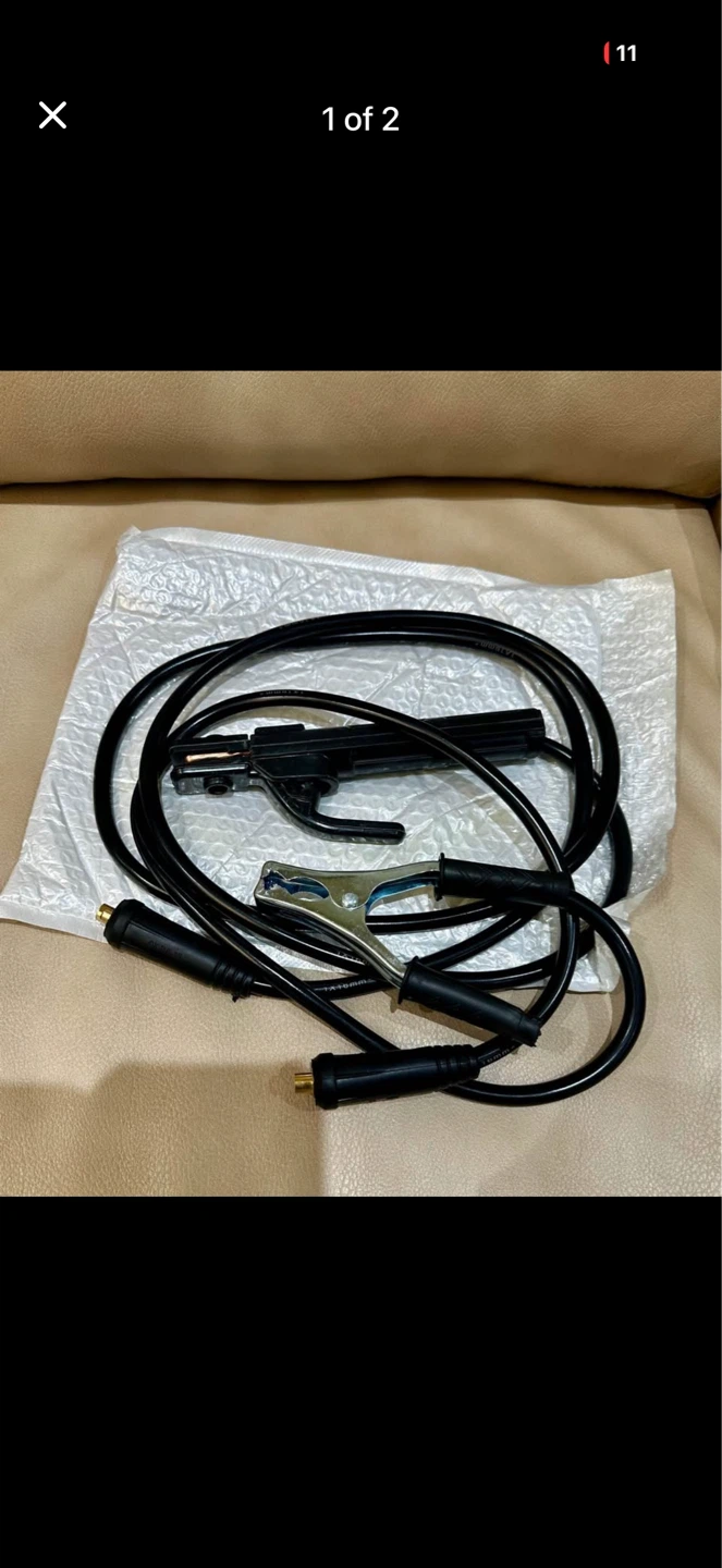 New Welding Cable Electrode Holder and Ground Clamp Set