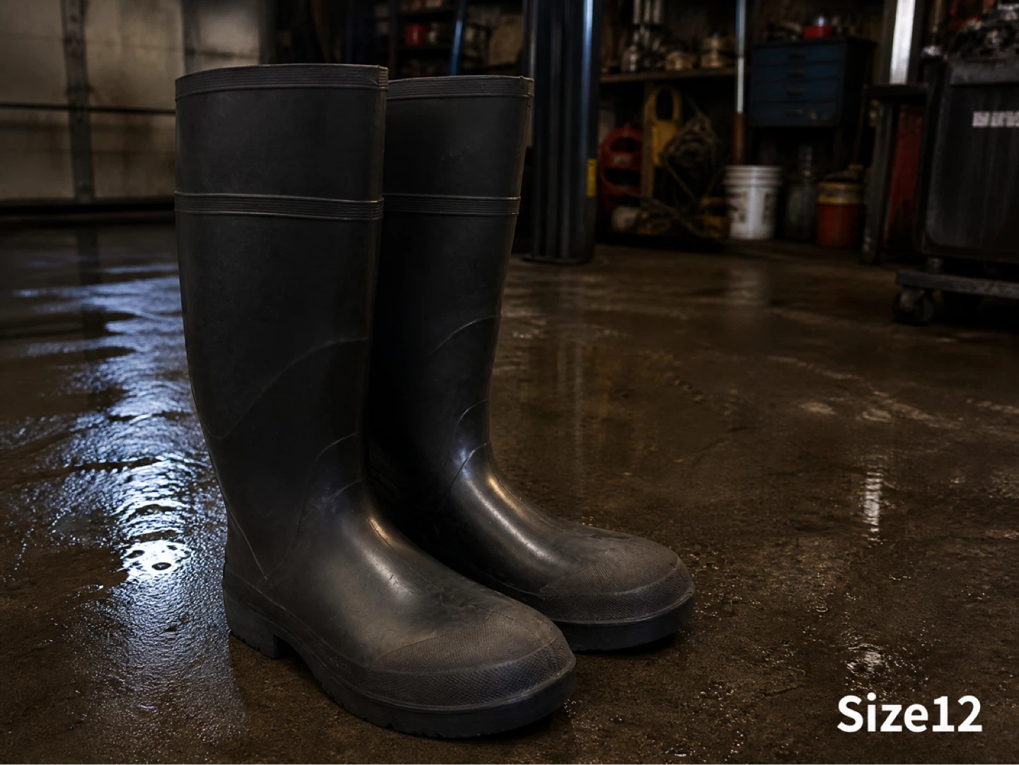 Black Rubber Work Boots Size 12 - photo 2