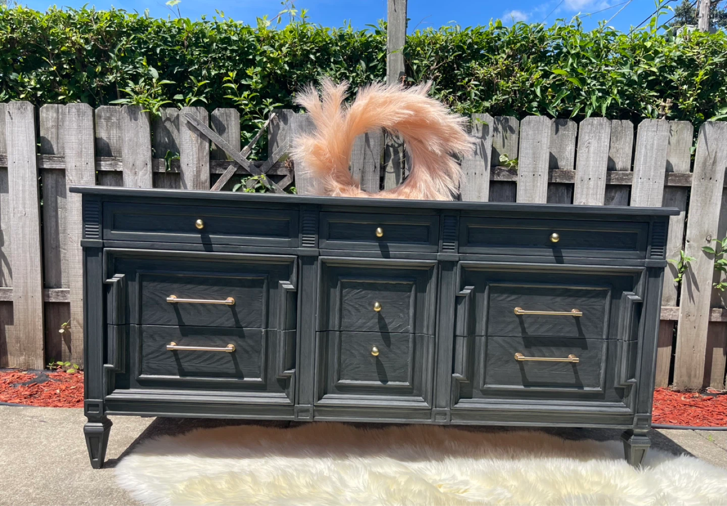 MCM 9 drawers solid wood Dresser/TV Stand/Credenza