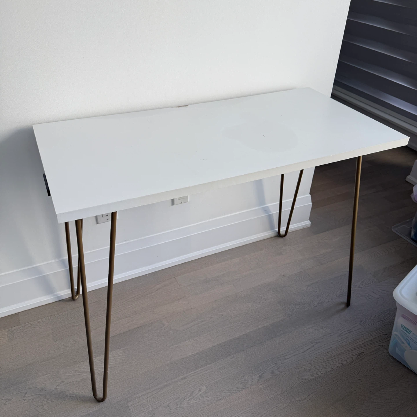 Wayfair White Desk with Gold Hairpin Legs