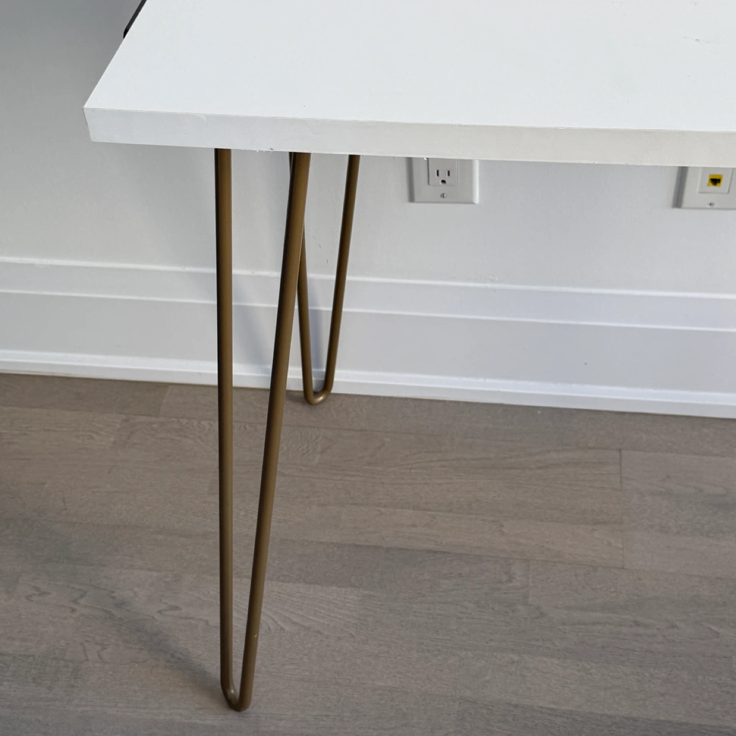 Wayfair White Desk with Gold Hairpin Legs - photo 5