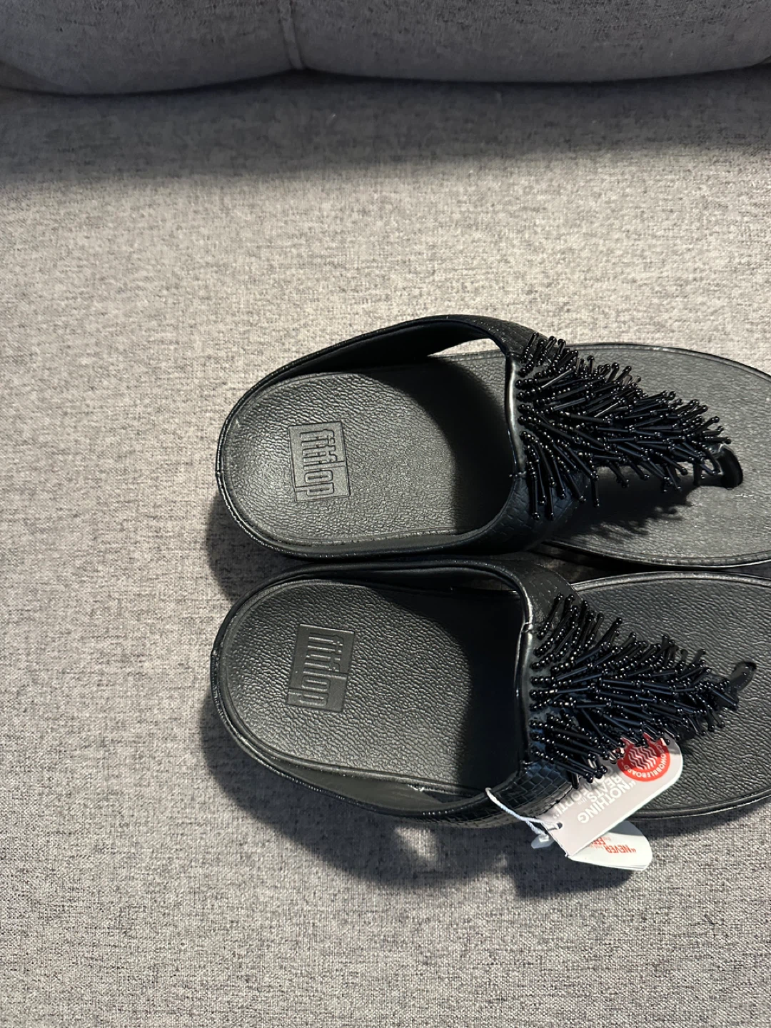 FitFlop Black Beaded Thong Sandals US 8 - photo 2