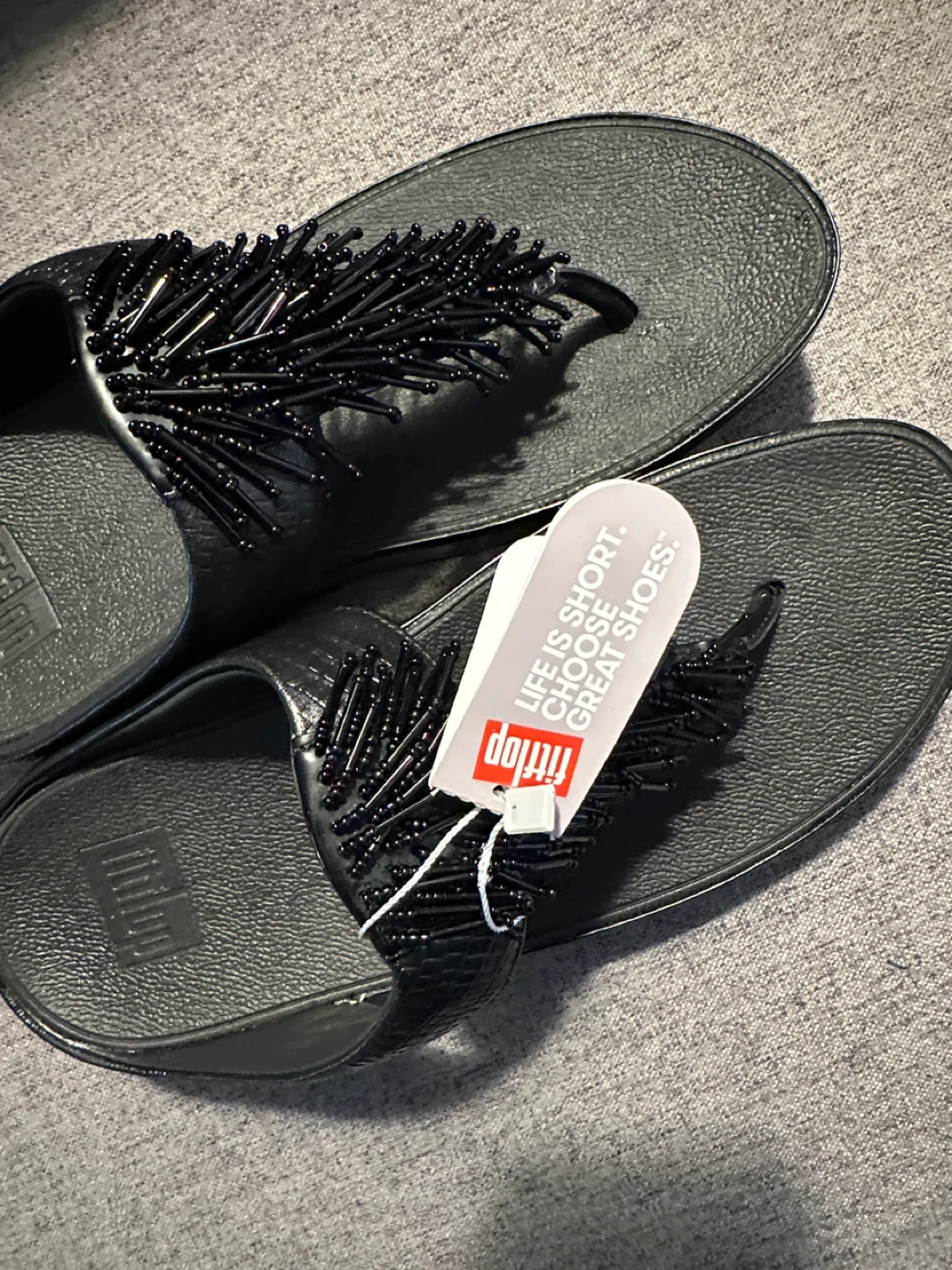FitFlop Black Beaded Thong Sandals US 8 - photo 4