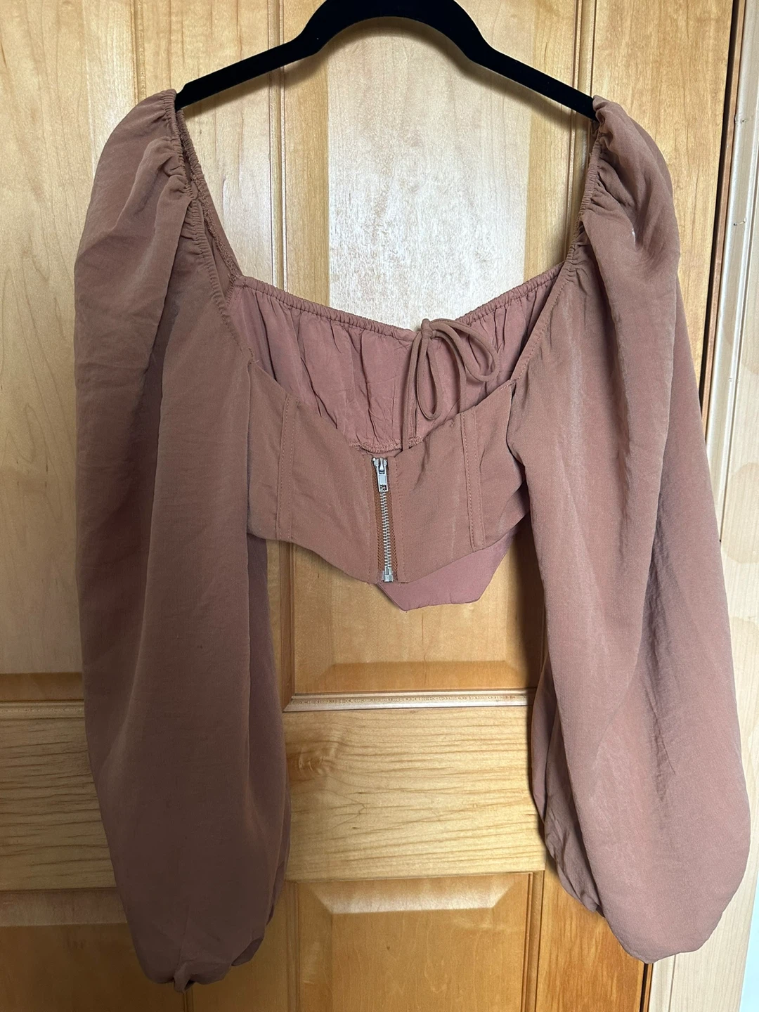 Brown Corset Long Sleeve Crop Top - photo 2