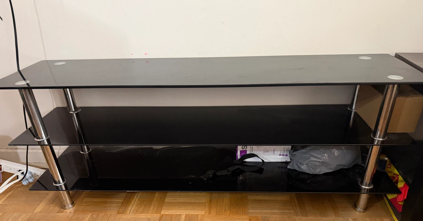 Black glass tv stand