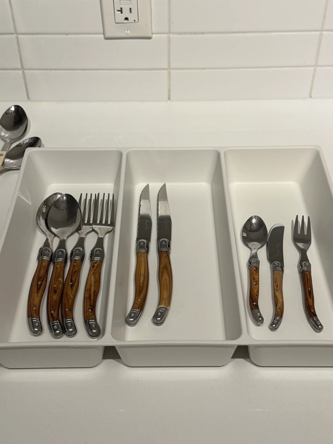 Wood Handle Cutlery Set + Mini Dessert Set Bundle
