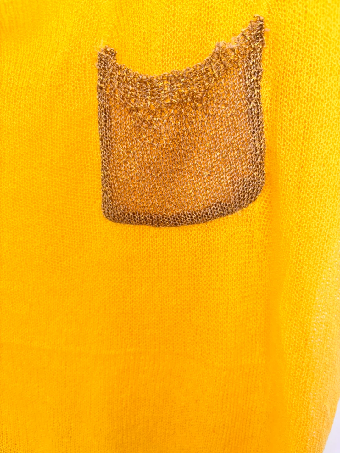 Yellow knit top with metallic accent - photo 2