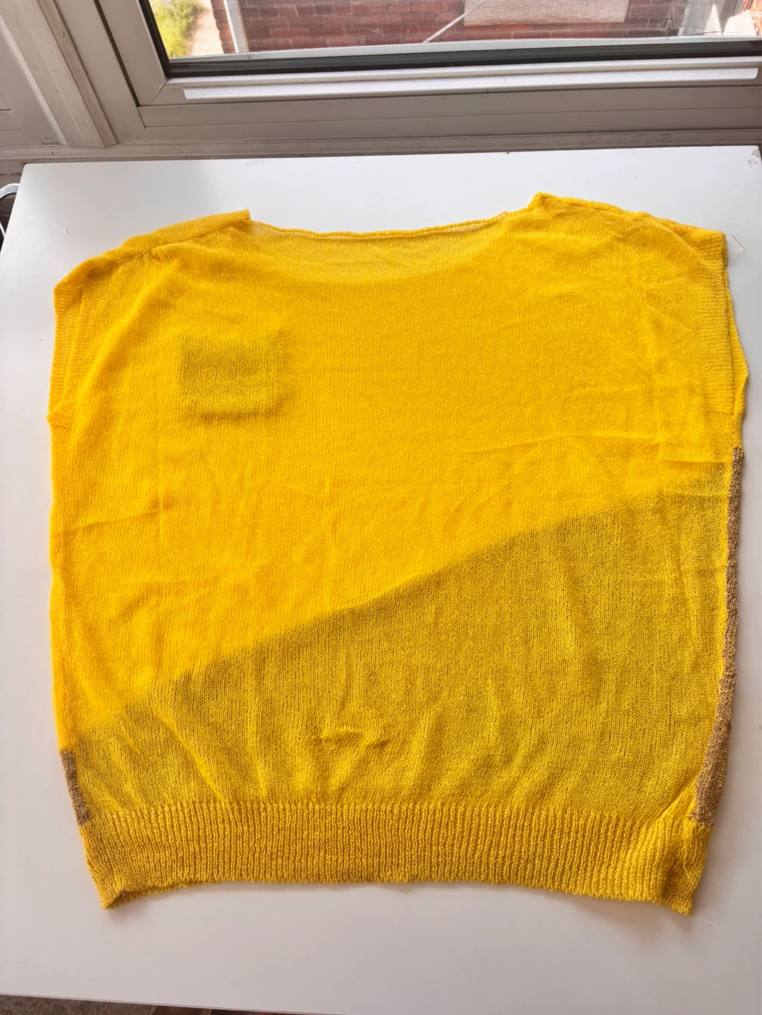 Yellow knit top with metallic accent - photo 4