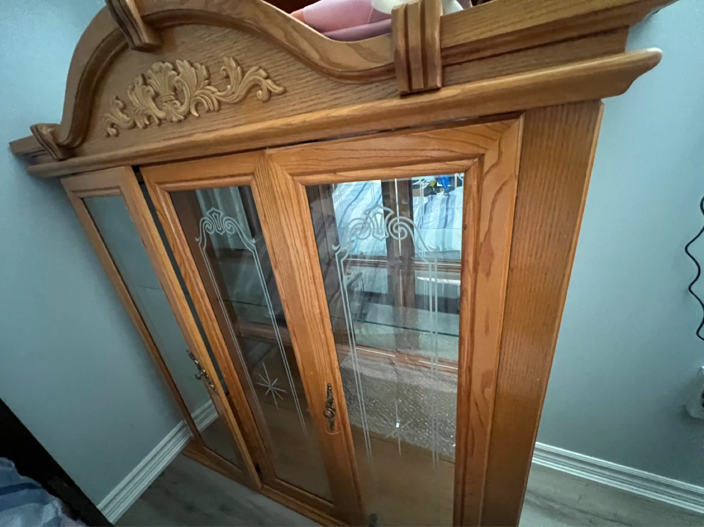 Oak China Cabinet with Glass Doors - photo 4