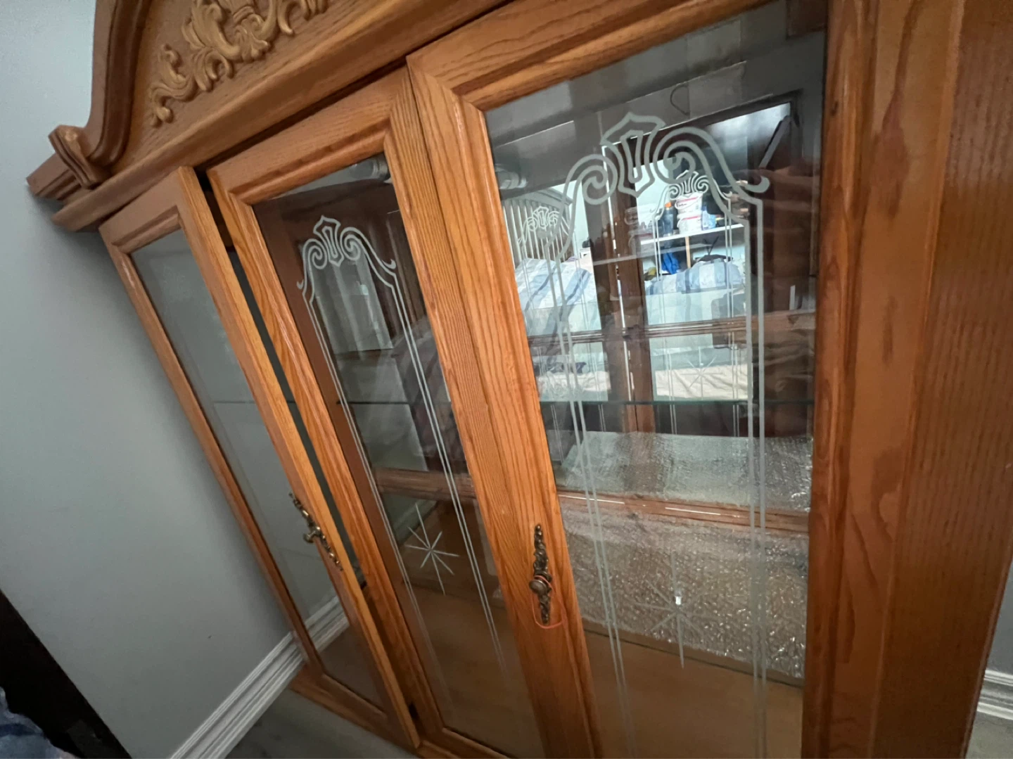 Oak China Cabinet with Glass Doors - photo 2