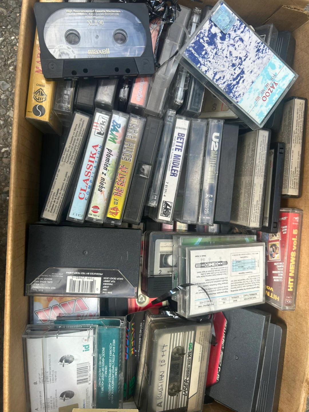 Box of Assorted Cassette Tapes
