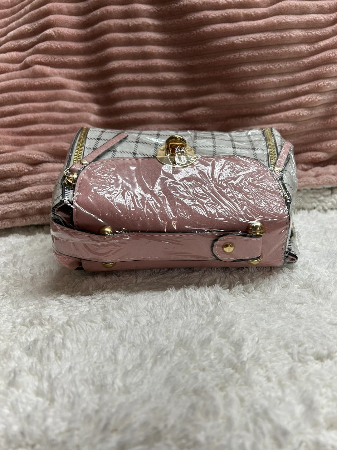 Pink and White Plaid Handbag - photo 4
