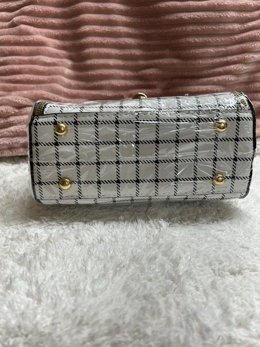 Pink and White Plaid Handbag - photo 3