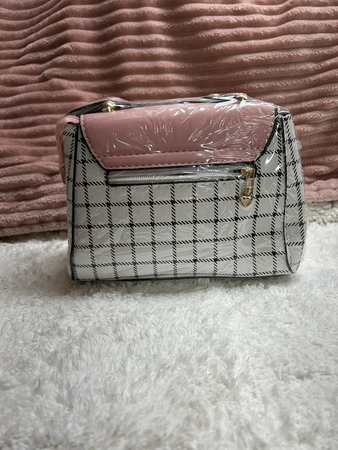 Pink and White Plaid Handbag - photo 2