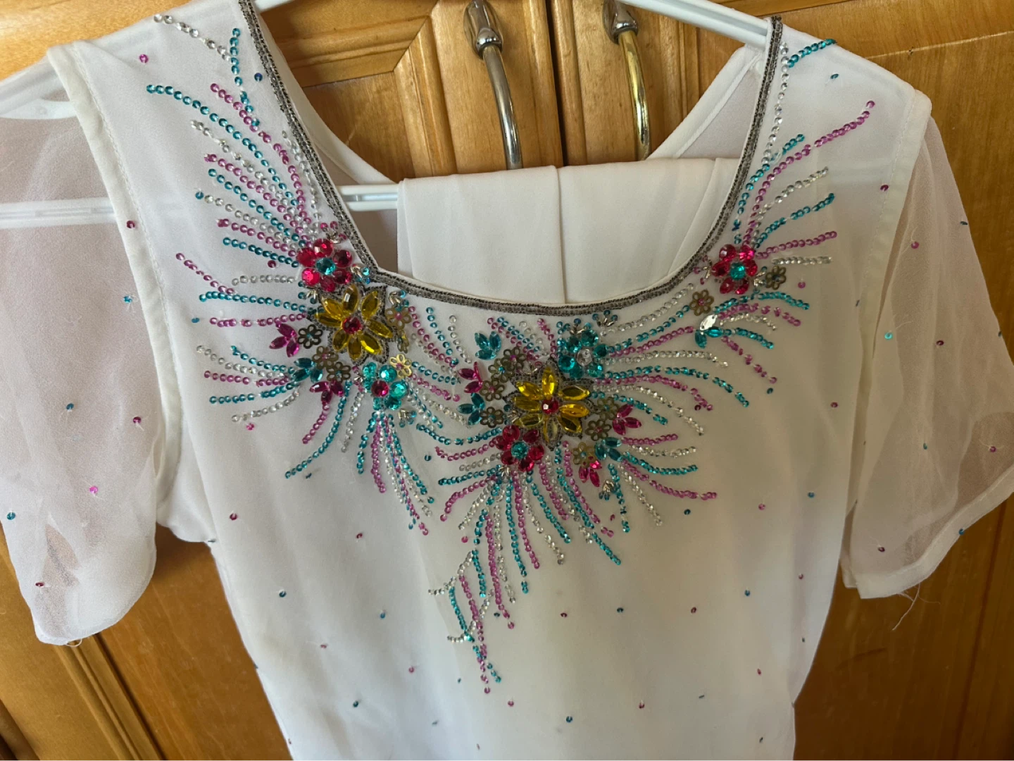 White Beaded Kurta and Dupatta Set